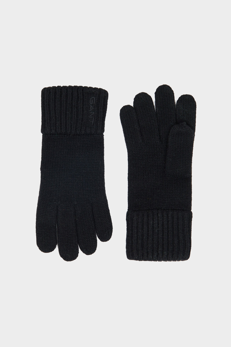 RUKAVICE GANT WOOL KNITTED GLOVES BLACK