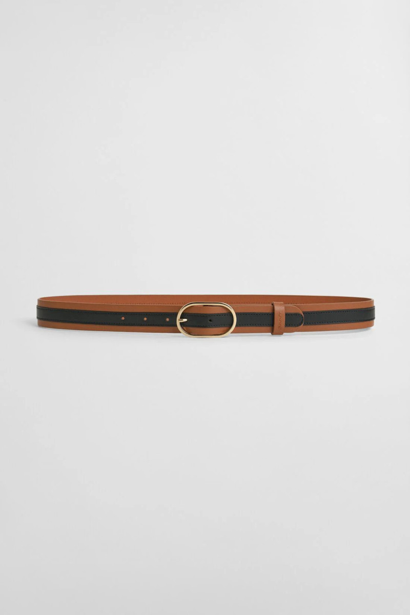 OPASEK GANT STRIPE LEATHER BELT COGNAC