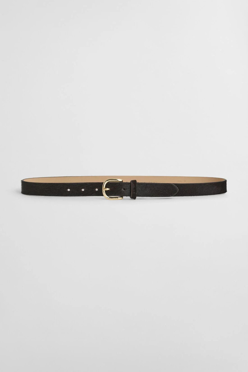 OPASEK GANT PONY HAIR LEATHER BELT DEEP BROWN