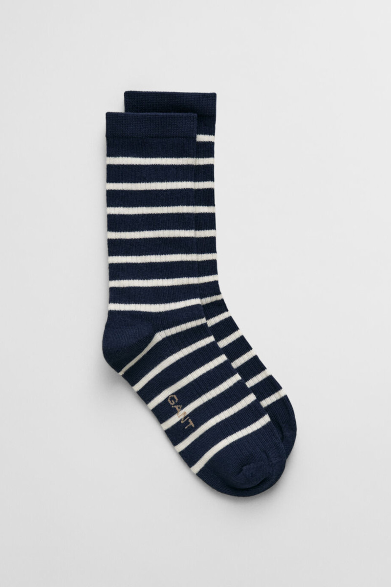 PONOŽKY GANT BRETON STRIPED RIB SOCKS EVENING BLUE