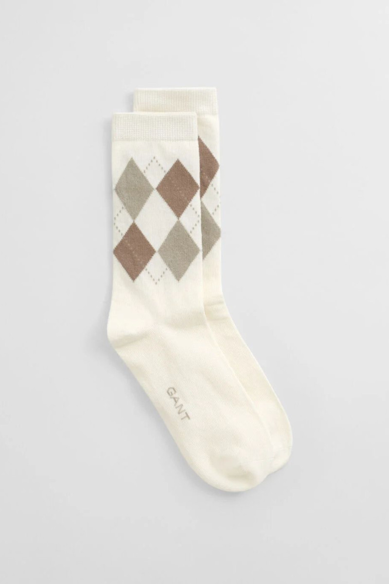 PONOŽKY GANT ARGYLE CHECK SOCKS EGGSHELL