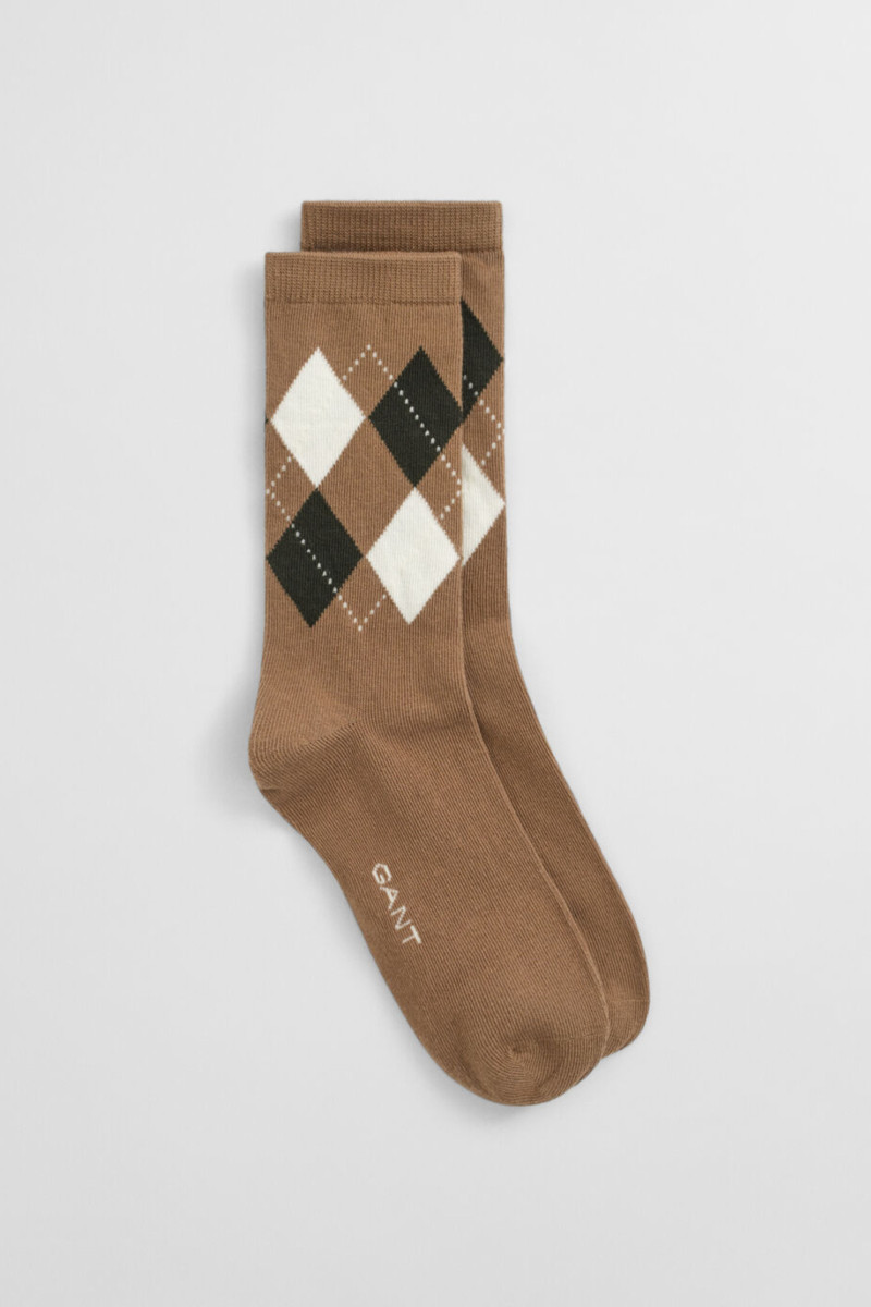 E-shop PONOŽKY GANT ARGYLE CHECK SOCKS WARM KHAKI