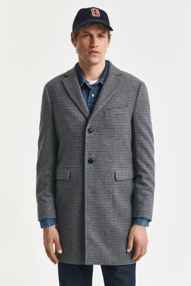 KABÁT GANT CLASSIC TWO-TONE WOOL COAT BLACK