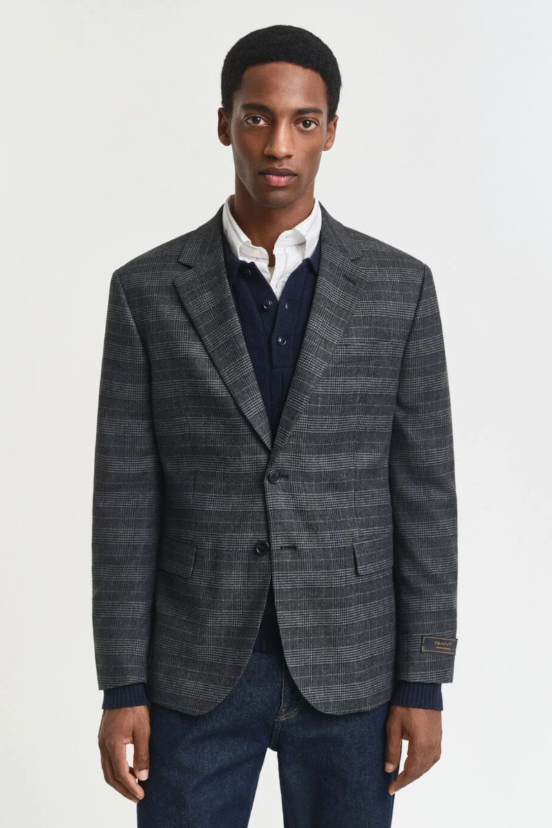 SAKO GANT GLENCHECK SUIT JACKET ANTRACIT MELANGE