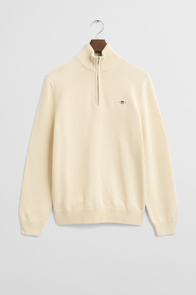 SVETR GANT CASUAL COTTON HALF ZIP CREAM