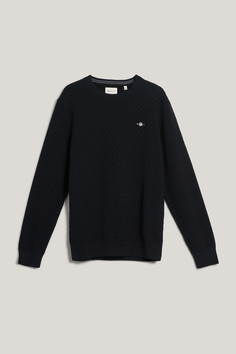 E-shop SVETR GANT MICRO TEXTURE C-NECK BLACK