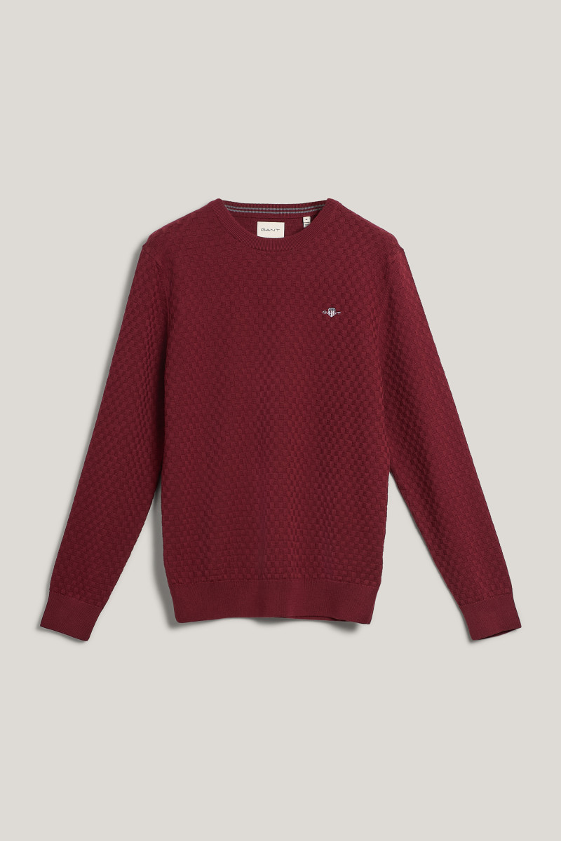 E-shop SVETR GANT MICRO TEXTURE C-NECK PLUMPED RED