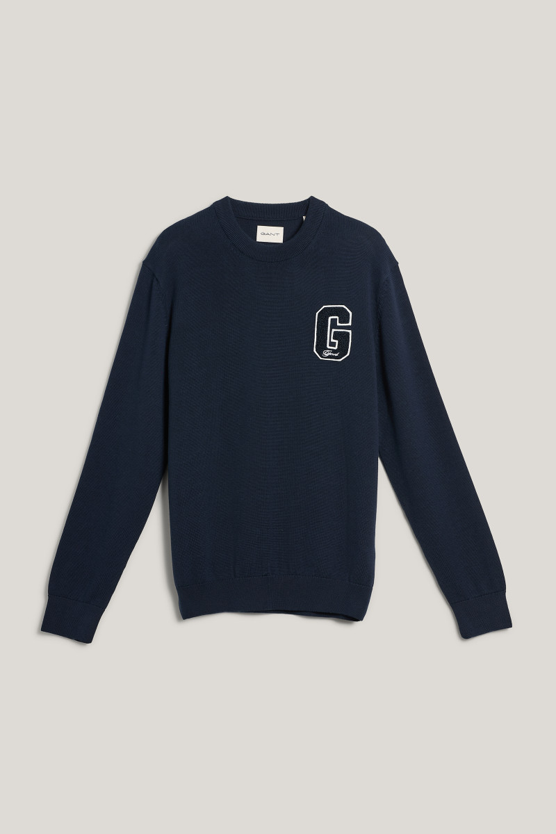 SVETR GANT SMALL GRAPHIC BADGE C-NECK EVENING BLUE