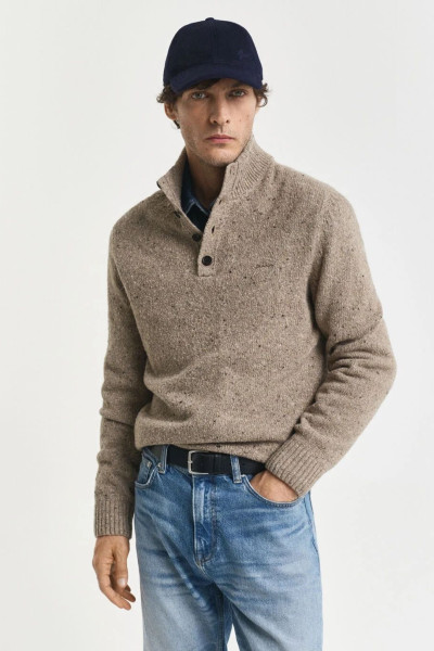 PULÓVER GANT WOOL BLEND NEPS HALF BUTTONED - Kép 1