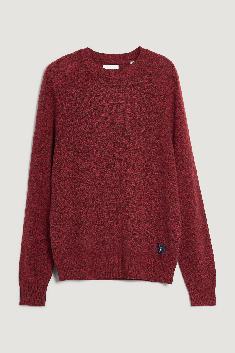 E-shop SVETR GANT WOOL BLEND MOULINE C-NECK PLUMPED RED
