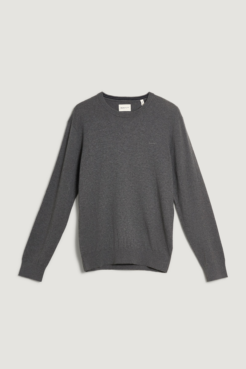 E-shop SVETR GANT COTTON CASHMERE C-NECK CHARCOAL MELANGE