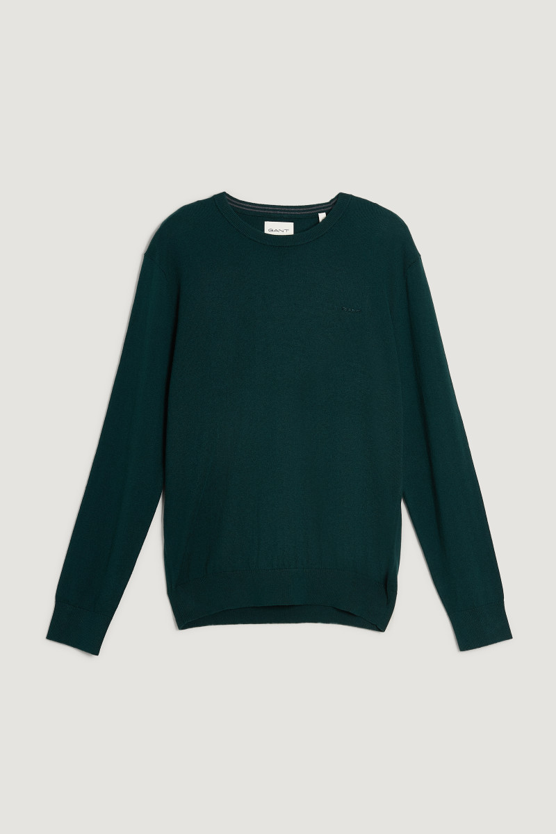 SVETR GANT COTTON CASHMERE C-NECK TARTAN GREEN