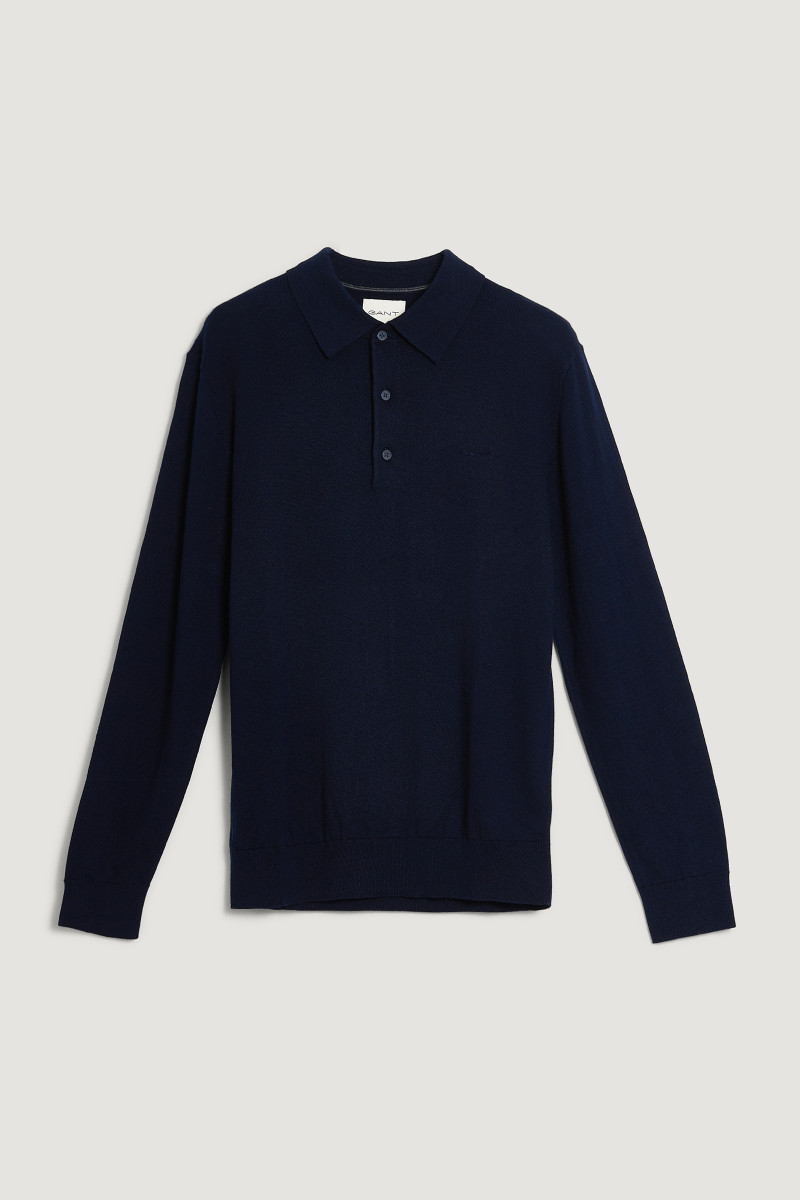 SVETR GANT COTTON CASHMERE POLO EVENING BLUE