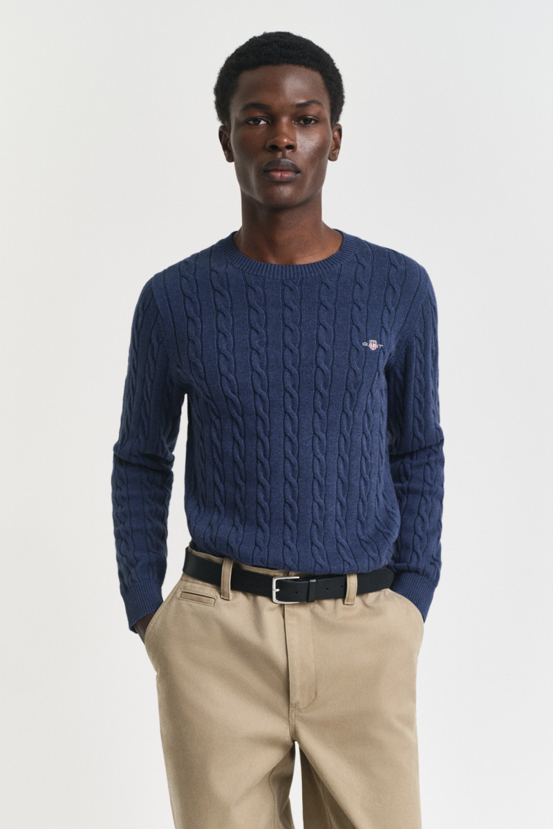 SVETER GANT COTTON CABLE C-NECK DARK JEANSBLUE MELANGE
