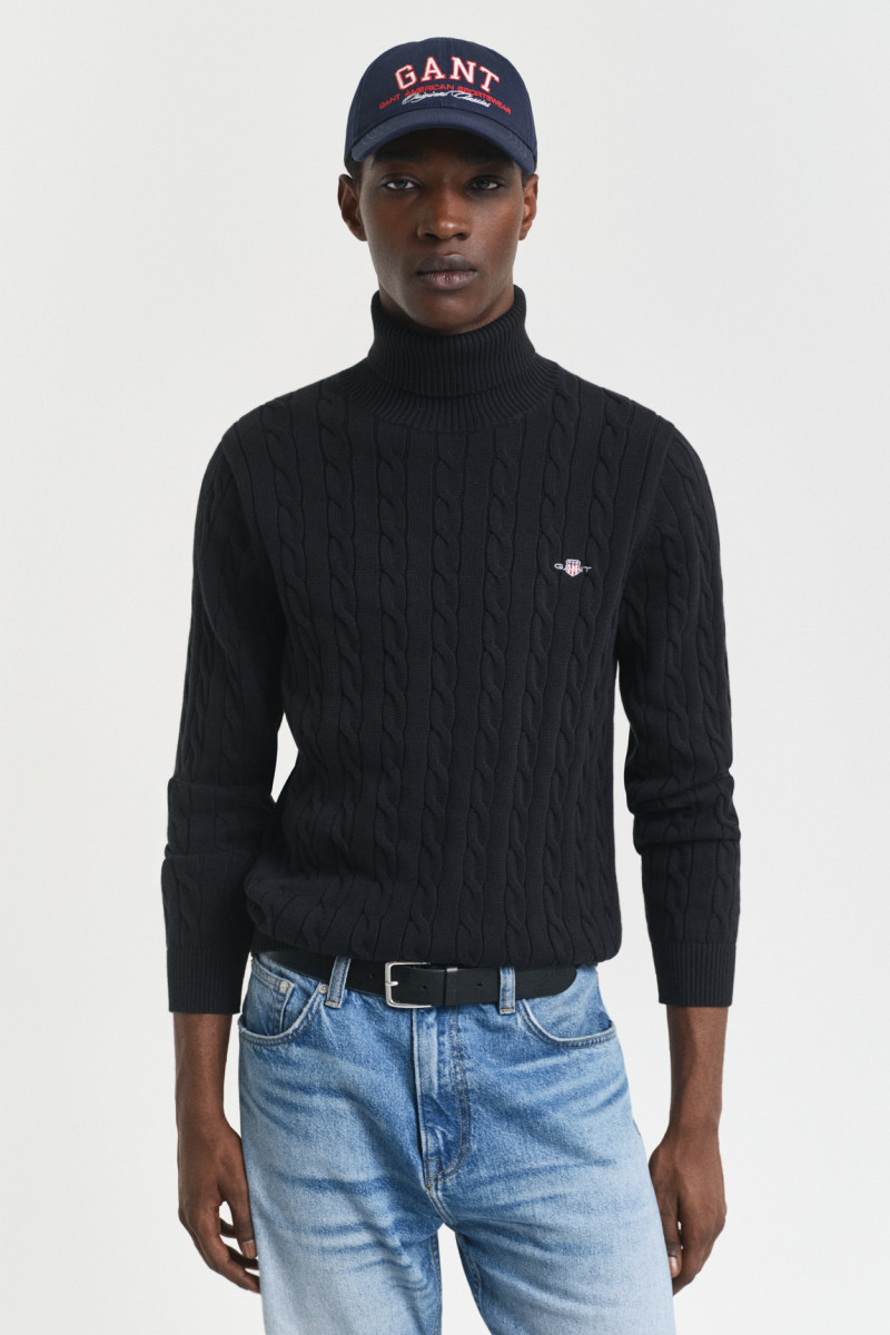 ROLÁK GANT COTTON CABLE TURTLE NECK BLACK