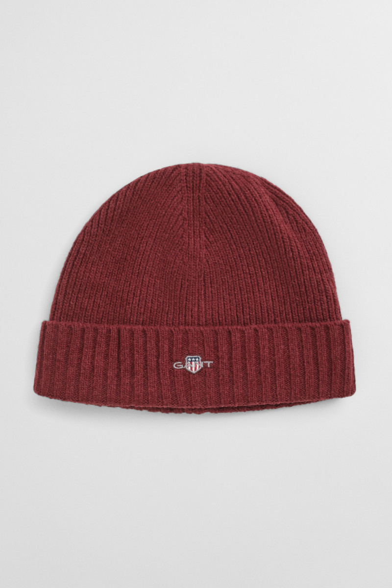 ČEPICE GANT UNISEX. SHIELD WOOL BEANIE PLUMPED RED