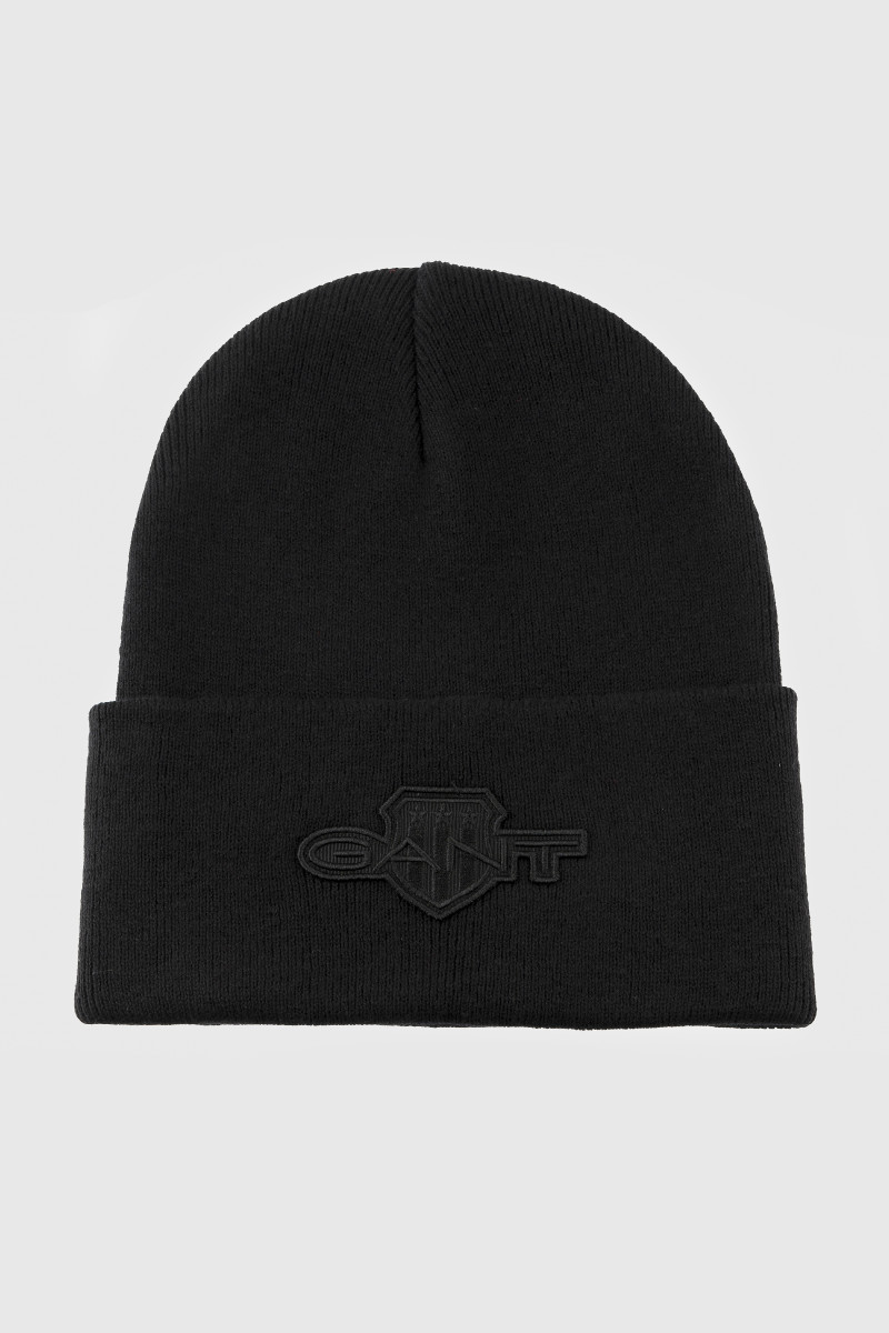 E-shop ČEPICE GANT TONAL SHIELD BADGE BEANIE BLACK