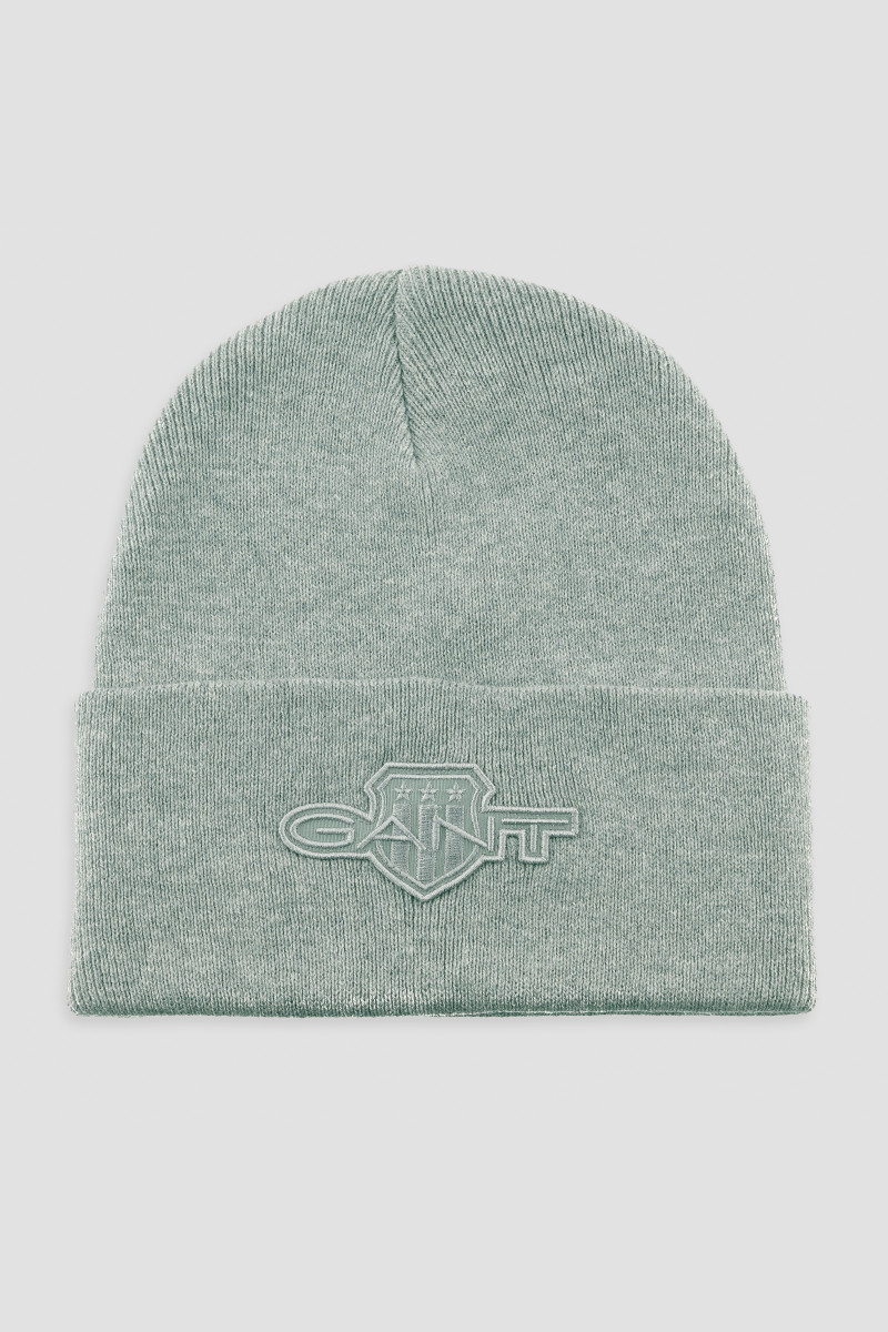 E-shop ČEPICE GANT TONAL SHIELD BADGE BEANIE GREY MELANGE