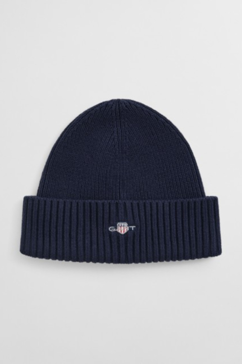 ČEPICE GANT COTTON BLEND LOGO BEANIE MARINE