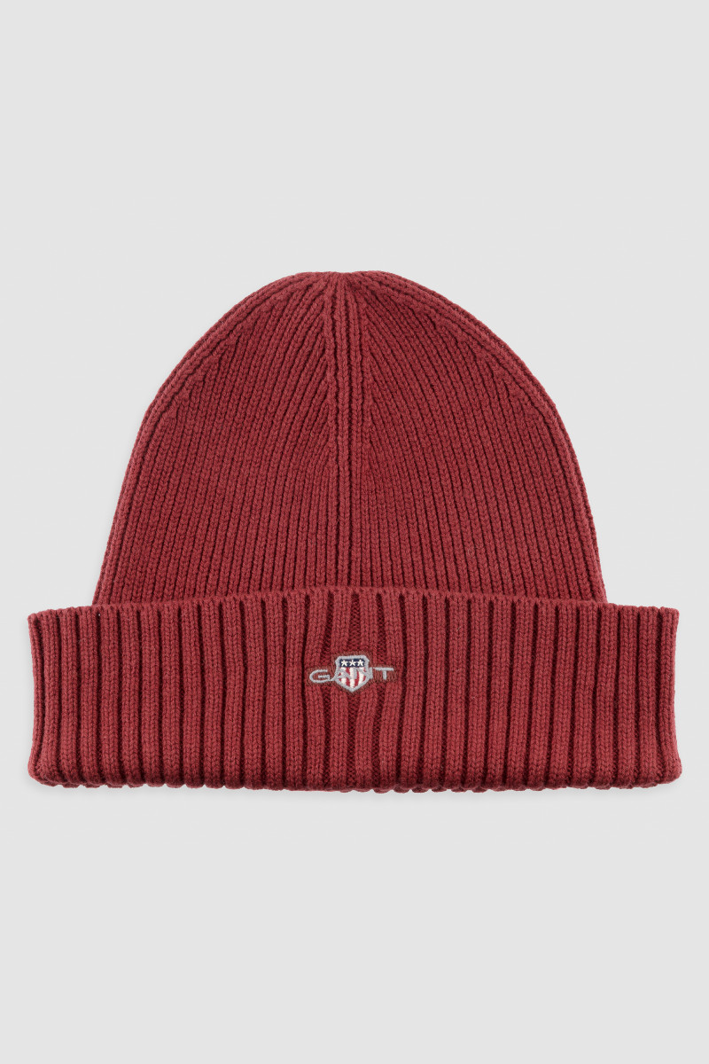 E-shop ČEPICE GANT COTTON BLEND LOGO BEANIE PLUMPED RED