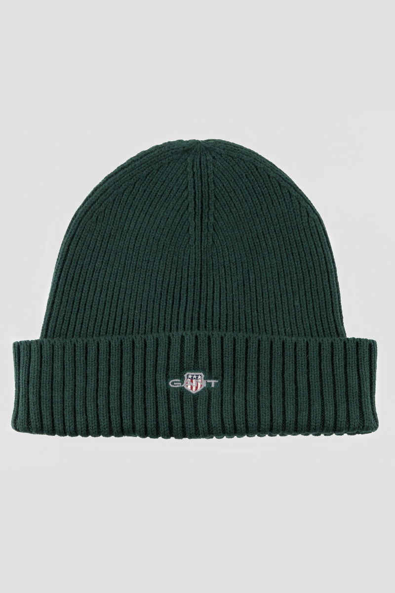 E-shop ČEPICE GANT COTTON BLEND LOGO BEANIE TARTAN GREEN