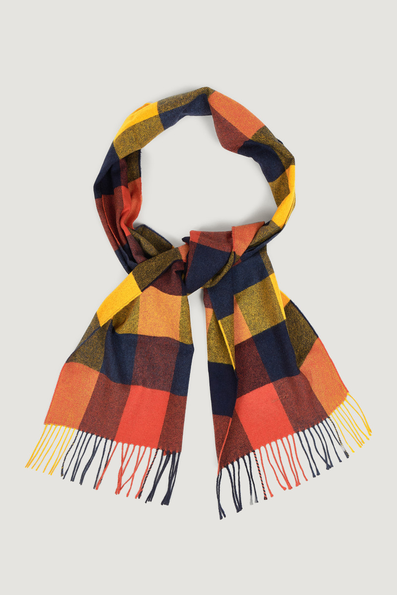 E-shop ŠÁLA GANT WOOL MULTI CHECKED SCARF DEEP ORANGE