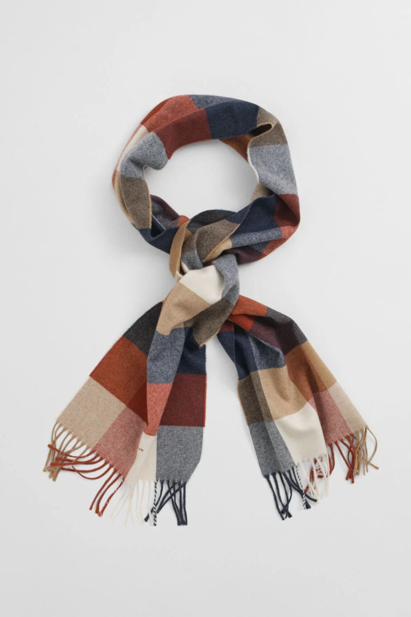 E-shop ŠÁLA GANT WOOL MULTI CHECKED SCARF MODERN RUST