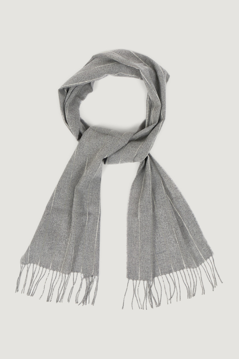 ŠÁLA GANT WOOL PINSTRIPED SCARF DARK GREY MELANGE