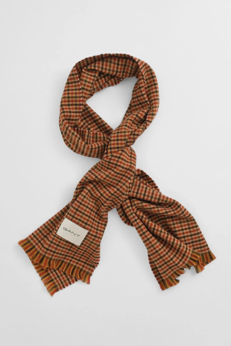 ŠÁLA GANT WIDE WOOL GINGHAM SCARF PEANUT BUTTER