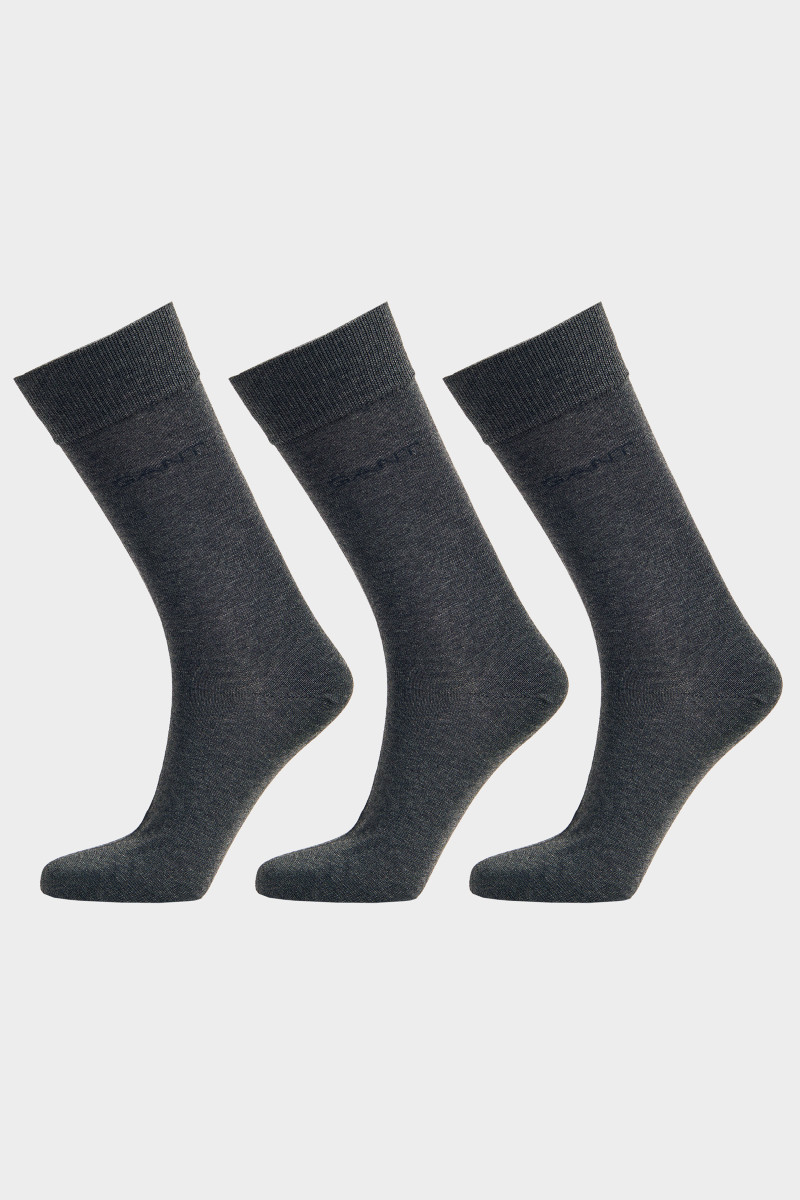 E-shop PONOŽKY GANT MERCERIZED COTTON SOCKS 3-PACK CHARCOAL MELANGE