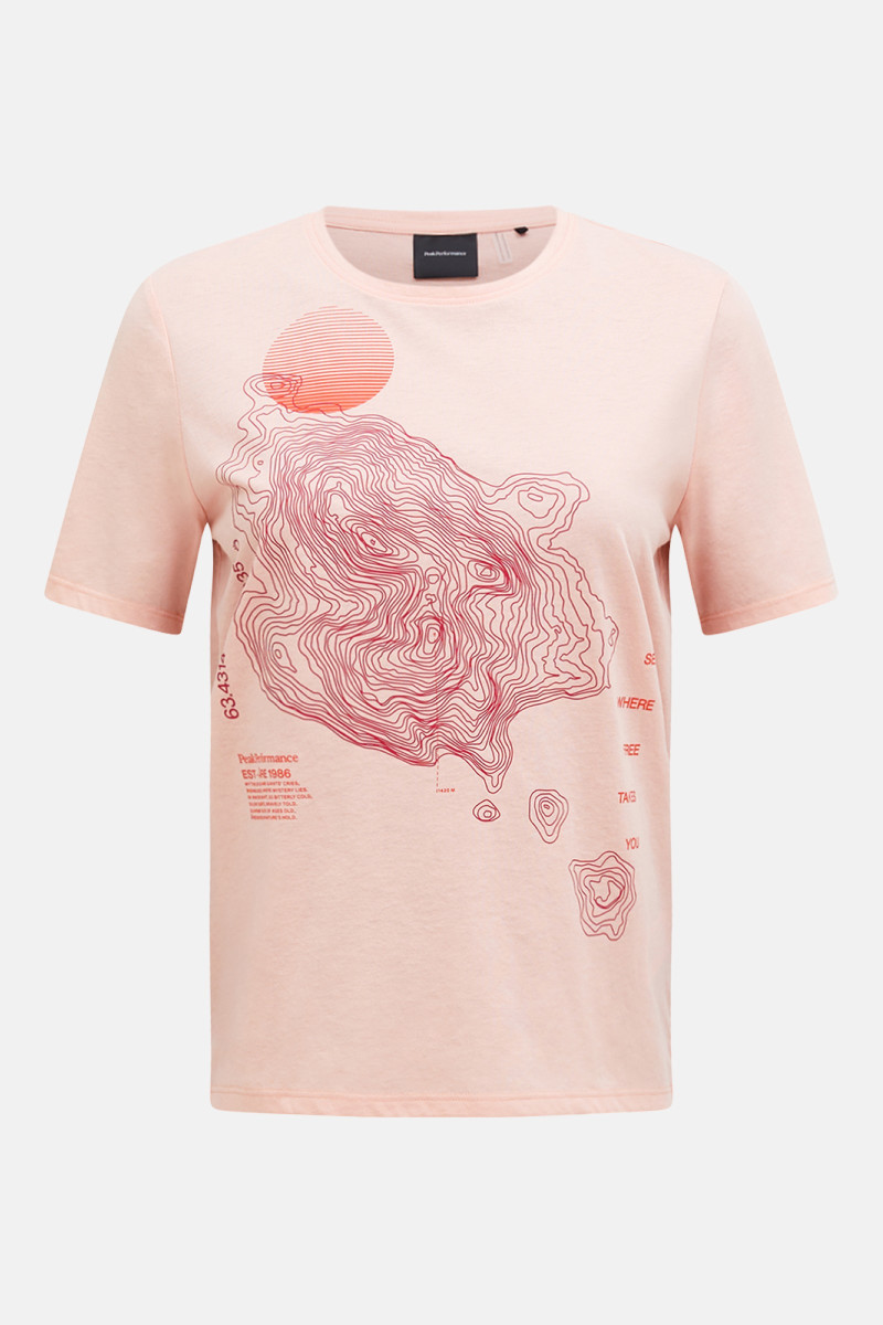 Póló Peak Performance W Explore Graphic Tee Peach Fuzz