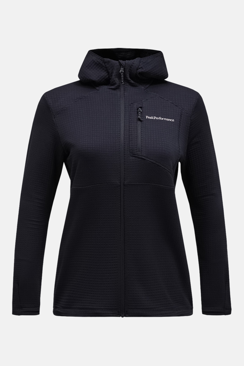 Levně Mikina peak performance w trail polartec zip hood black