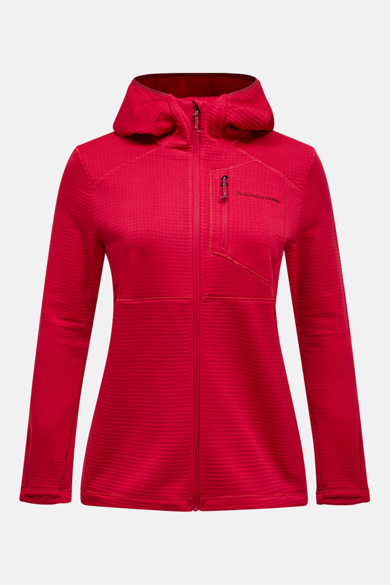 Mikina Peak Performance W Trail Polartec Zip Hood Tech Burgundy