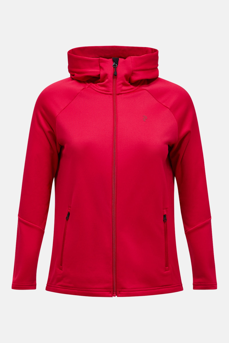 Levně Mikina peak performance w rider essentials zip houe shadow tech burgundy