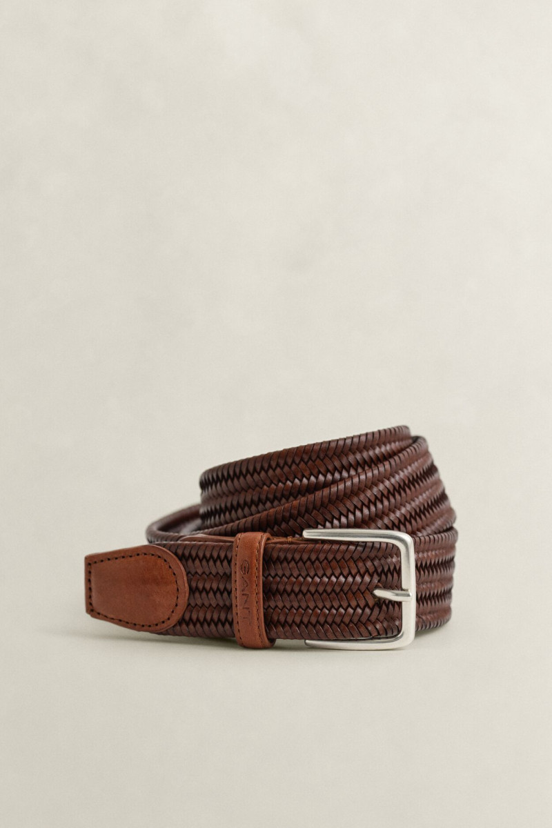 E-shop OPASEK GANT LEATHER ELASTIC BRAIDED BELT WEATHERED BROWN