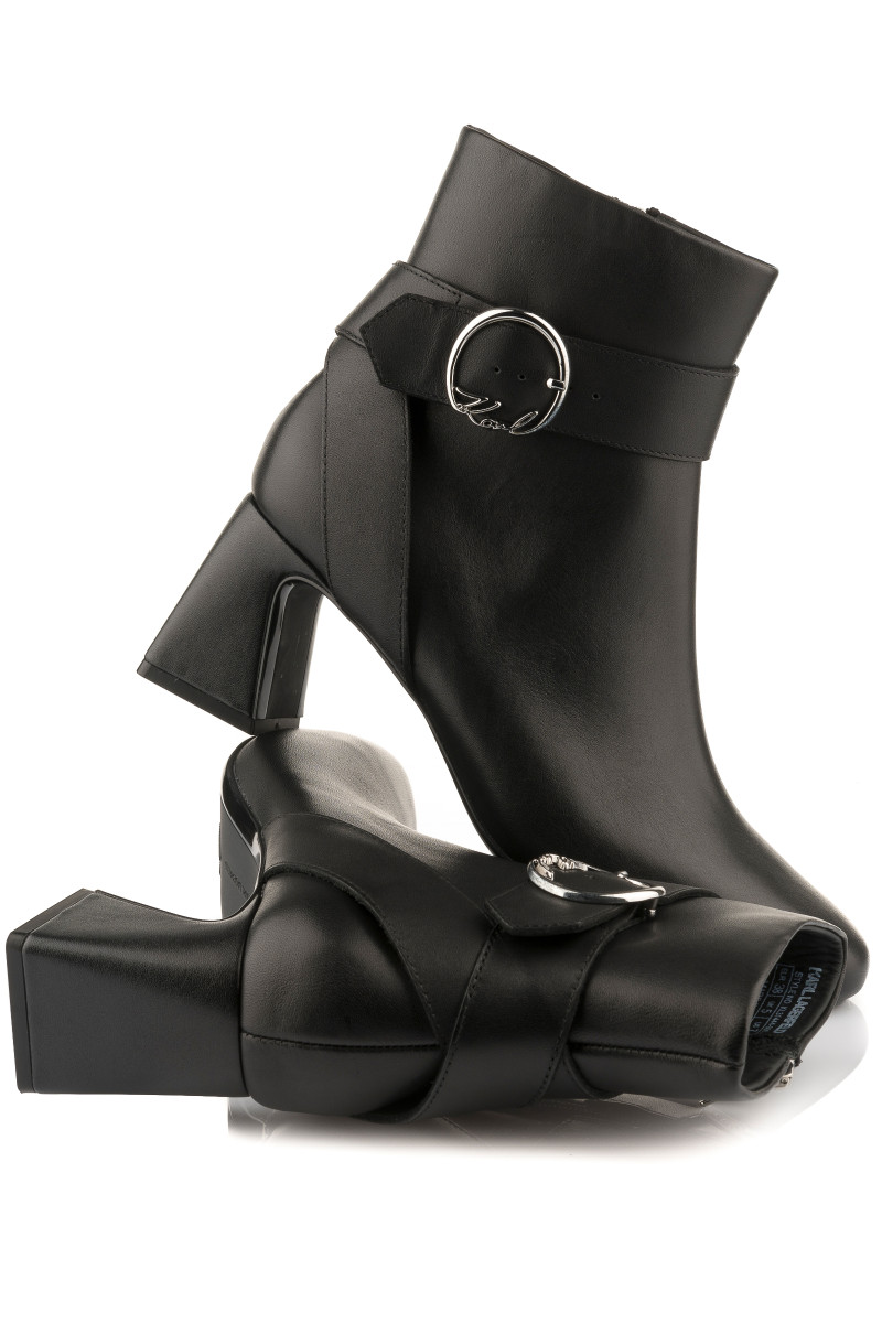 Levně Kotníková obuv karl lagerfeld beata ring buckle boot black lthr