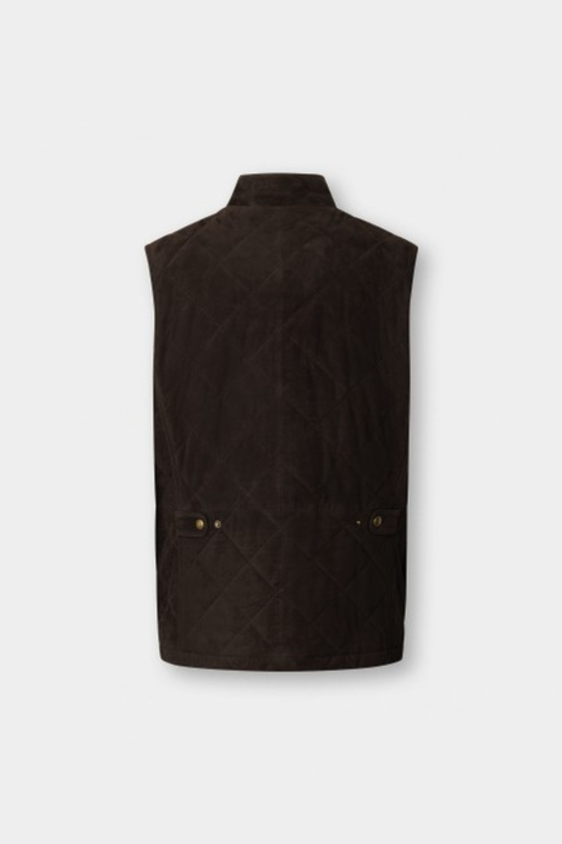 Vesta Hackett London Suede Diamond Gilet Dark Brown