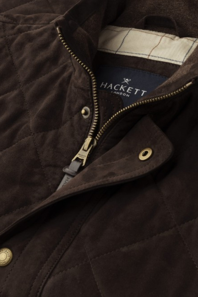 Vesta Hackett London Suede Diamond Gilet Dark Brown
