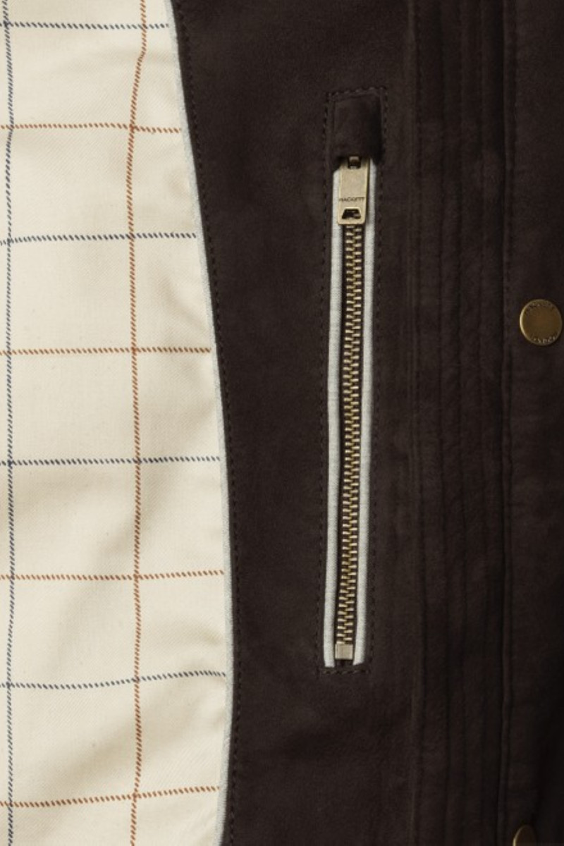MELLÉNY HACKETT LONDON SUEDE DIAMOND GILET DARK BROWN | HU