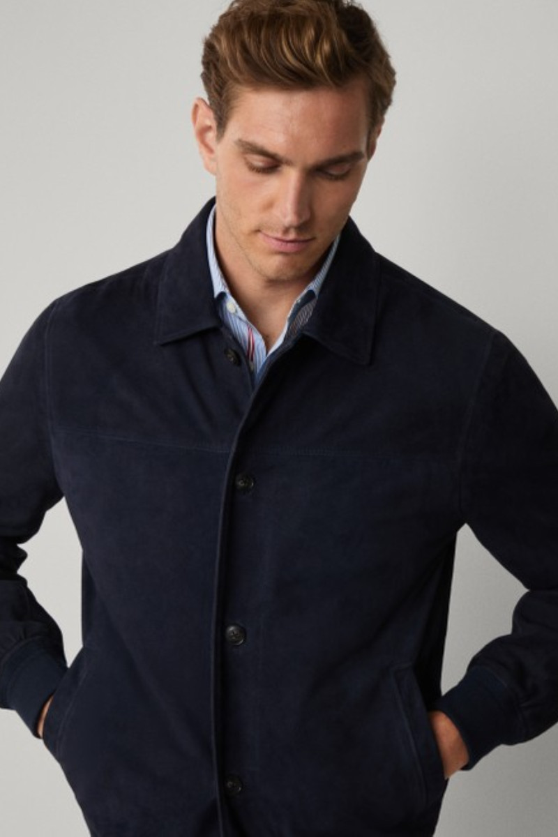 Bunda Hackett London Suede Blouson Midnight Blue