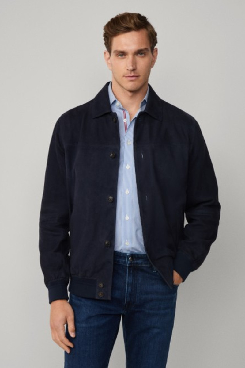 Bunda Hackett London Suede Blouson Midnight Blue