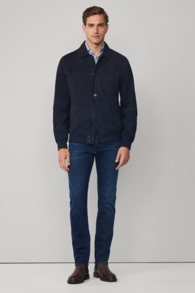 Bunda Hackett London Suede Blouson Midnight Blue