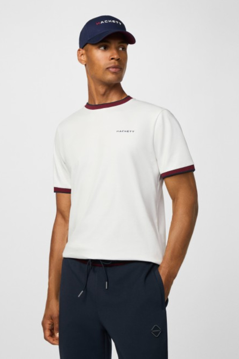 Tričko Hackett London Hs Club Collar Tee Optic White