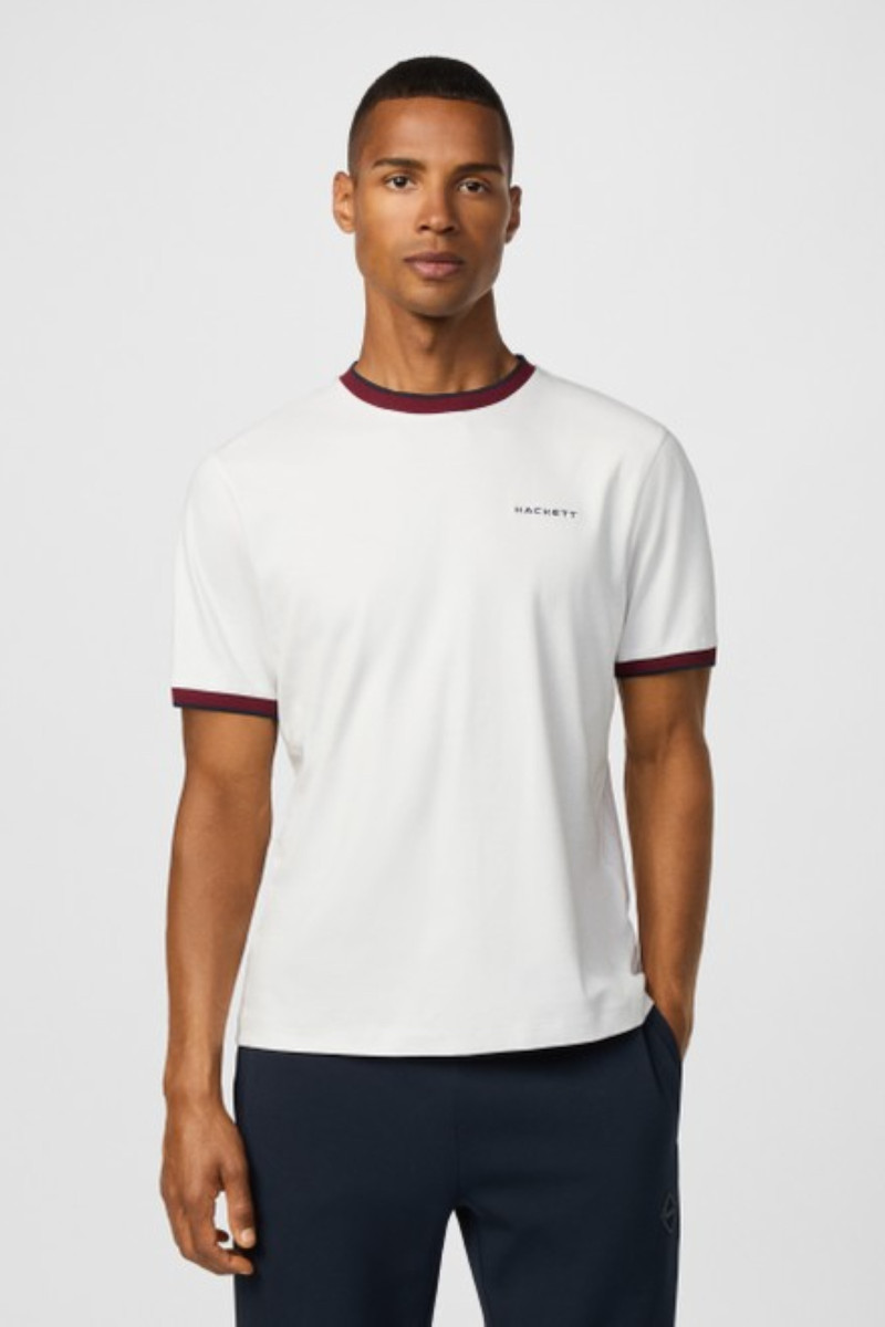 Tričko Hackett London Hs Club Collar Tee Optic White