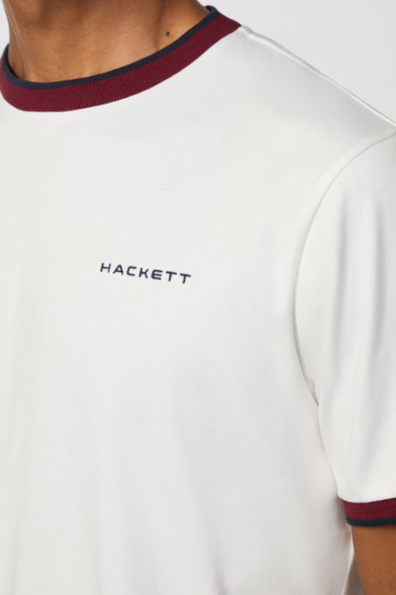 Tričko Hackett London Hs Club Collar Tee Optic White