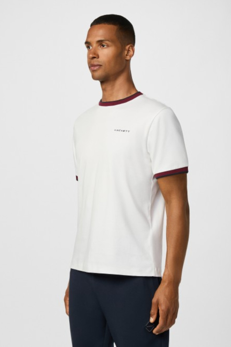Tričko Hackett London Hs Club Collar Tee Optic White