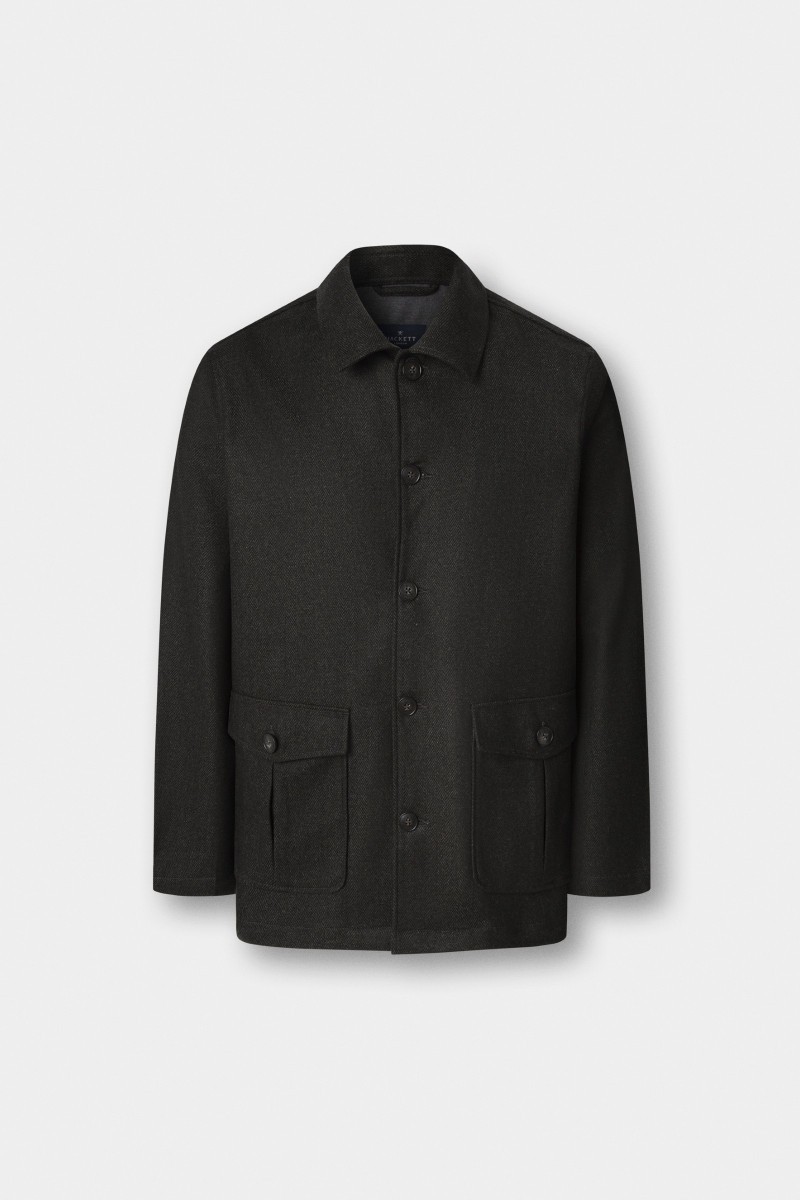 Bunda Hackett London Hbone Flan Overshirt Hunter Green