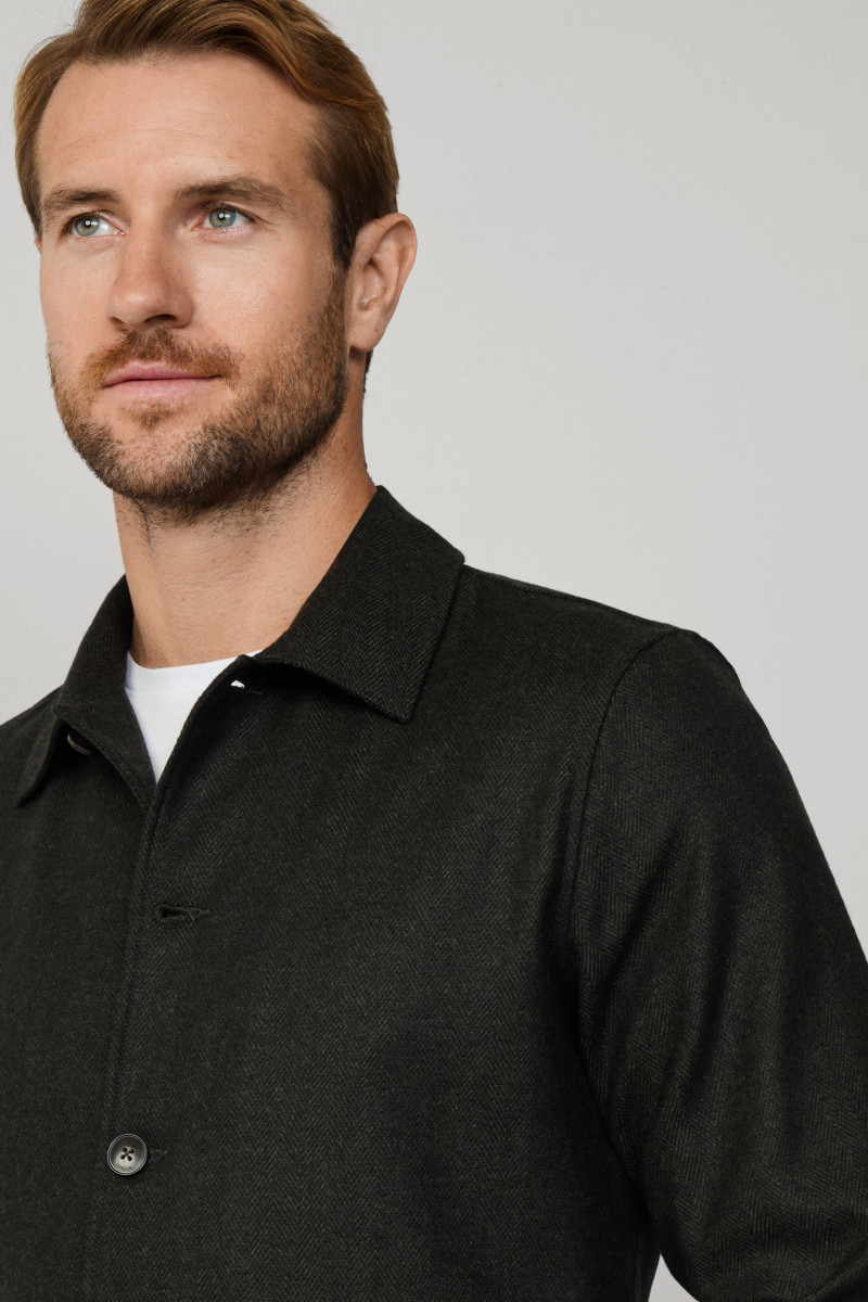 Bunda Hackett London Hbone Flan Overshirt Hunter Green