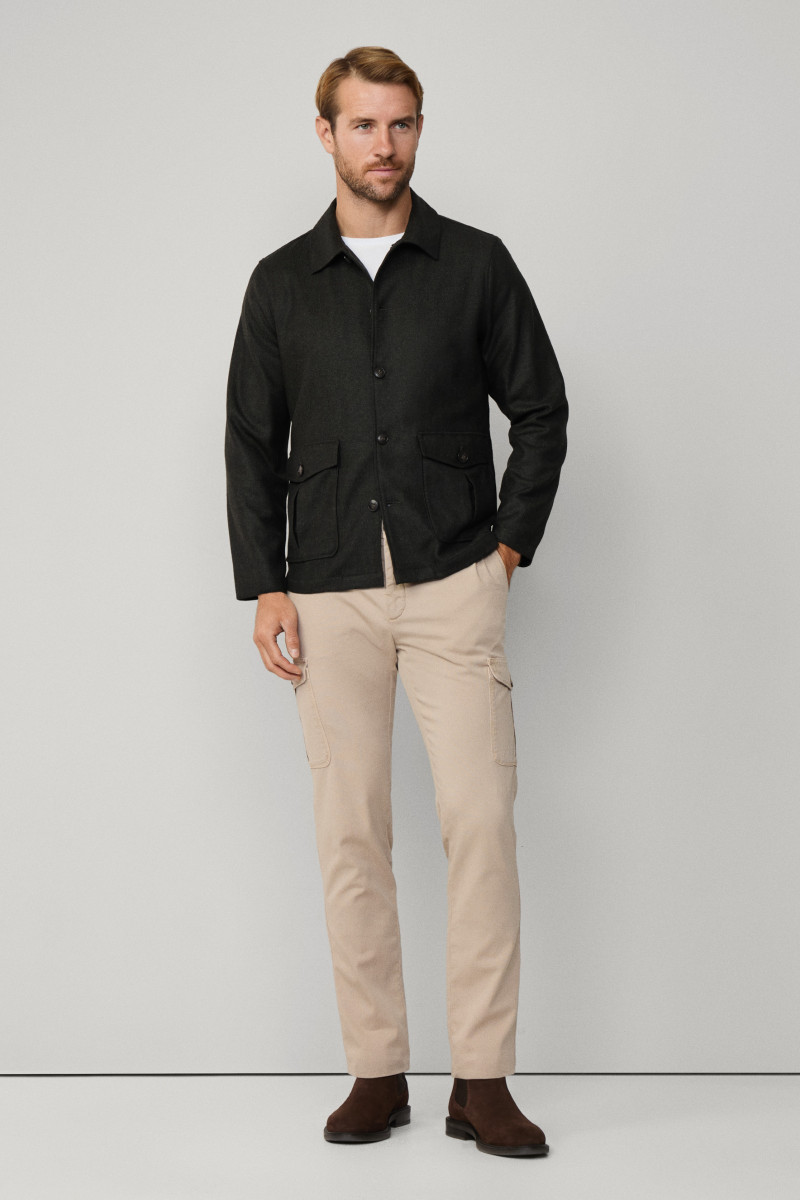Bunda Hackett London Hbone Flan Overshirt Hunter Green