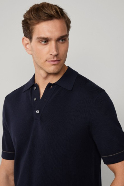 SVETER HACKETT LONDON TEXTURED KNIT POLO - Fotografia č. 5